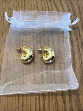 COS Gold Pleated Shell Shaped Stud Earrings